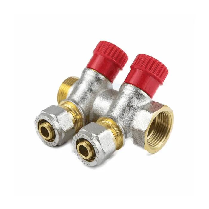 Коллектор лат клап рег красн 3/4" м/р 2в Дн16 обжим мп 35мм Aquasfera 7018-01