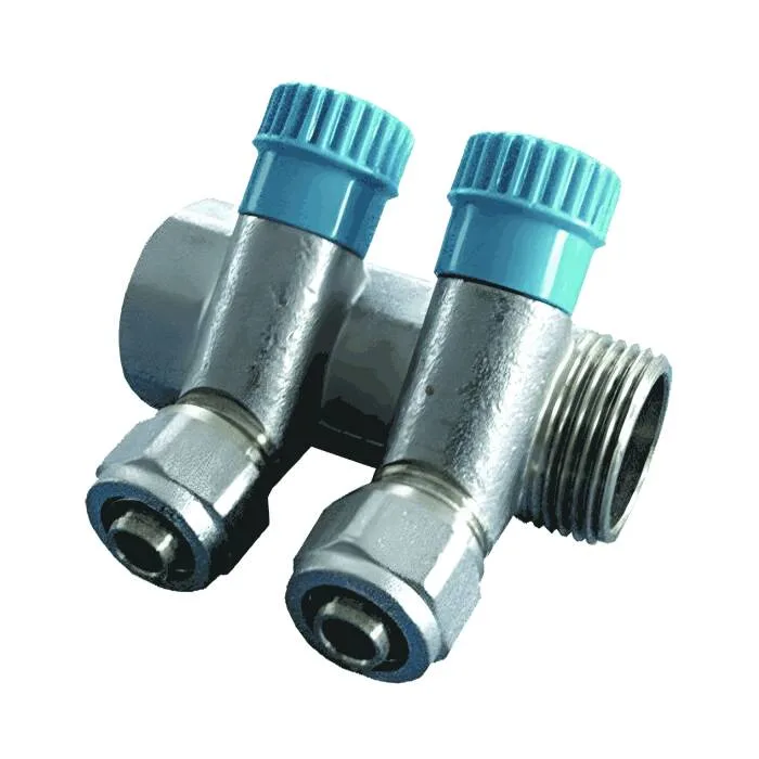 Коллектор лат клап рег син 3/4" м/р 3в Дн16 обжим мп 35мм Aquasfera 7017-02